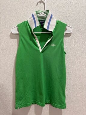 Polo by Ralph Lauren Green Polo with White and Green Striped Collar